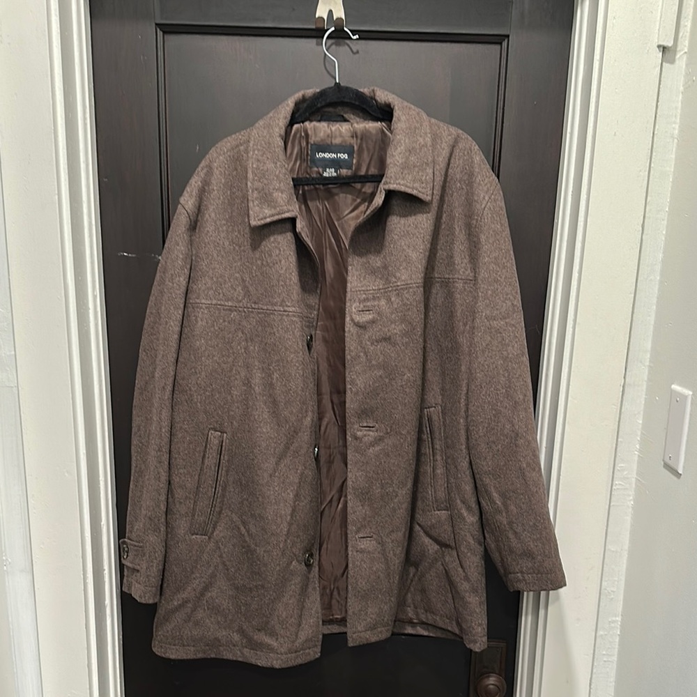 London Fog Brown Pea Coat Classic Elegance